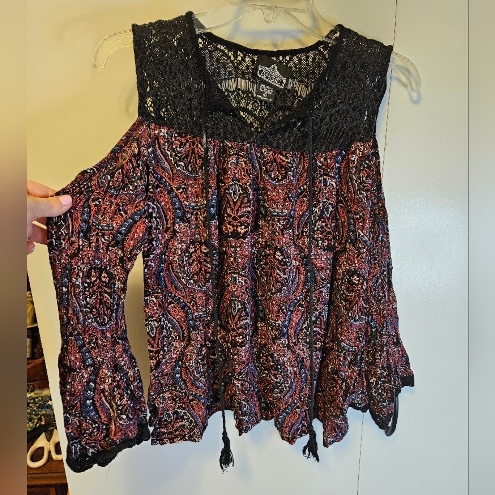 Angie Black and Red Paisley Blouse